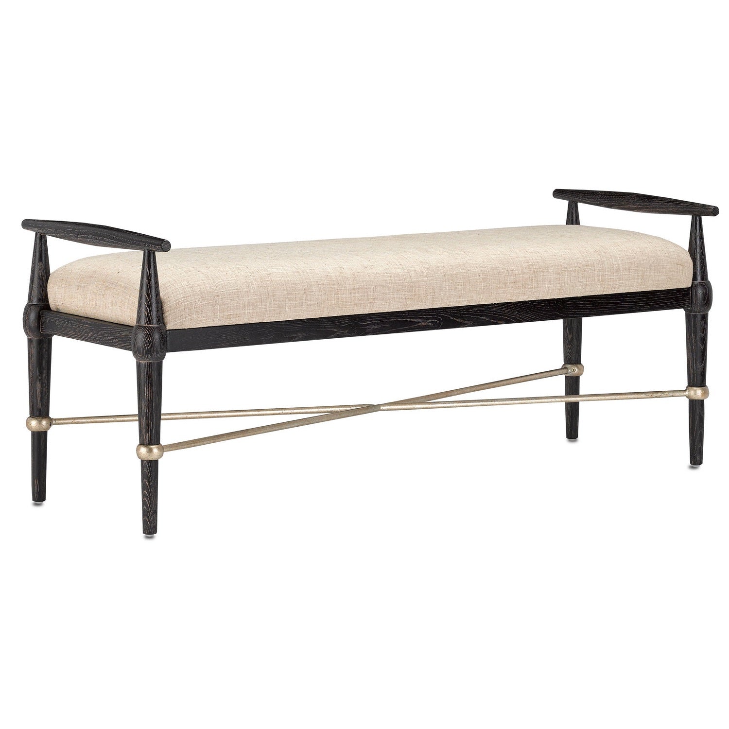 Currey and Company - 7000-0052 - Bench - Perrin Collection - Ebonized Wood/Silver Granello