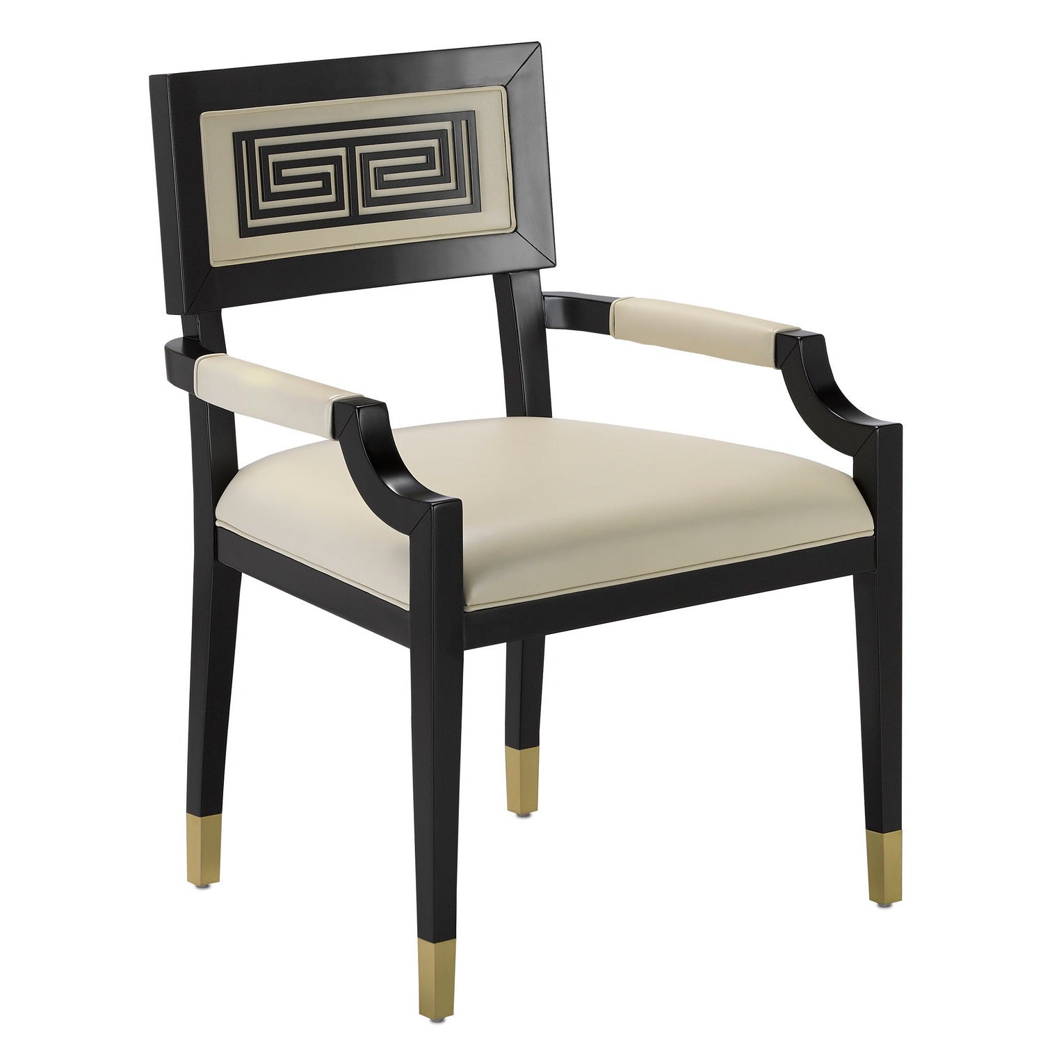 Currey and Company - 7000-0322 - Chair - Artemis Collection - Caviar Black/Brushed Brass/Milk