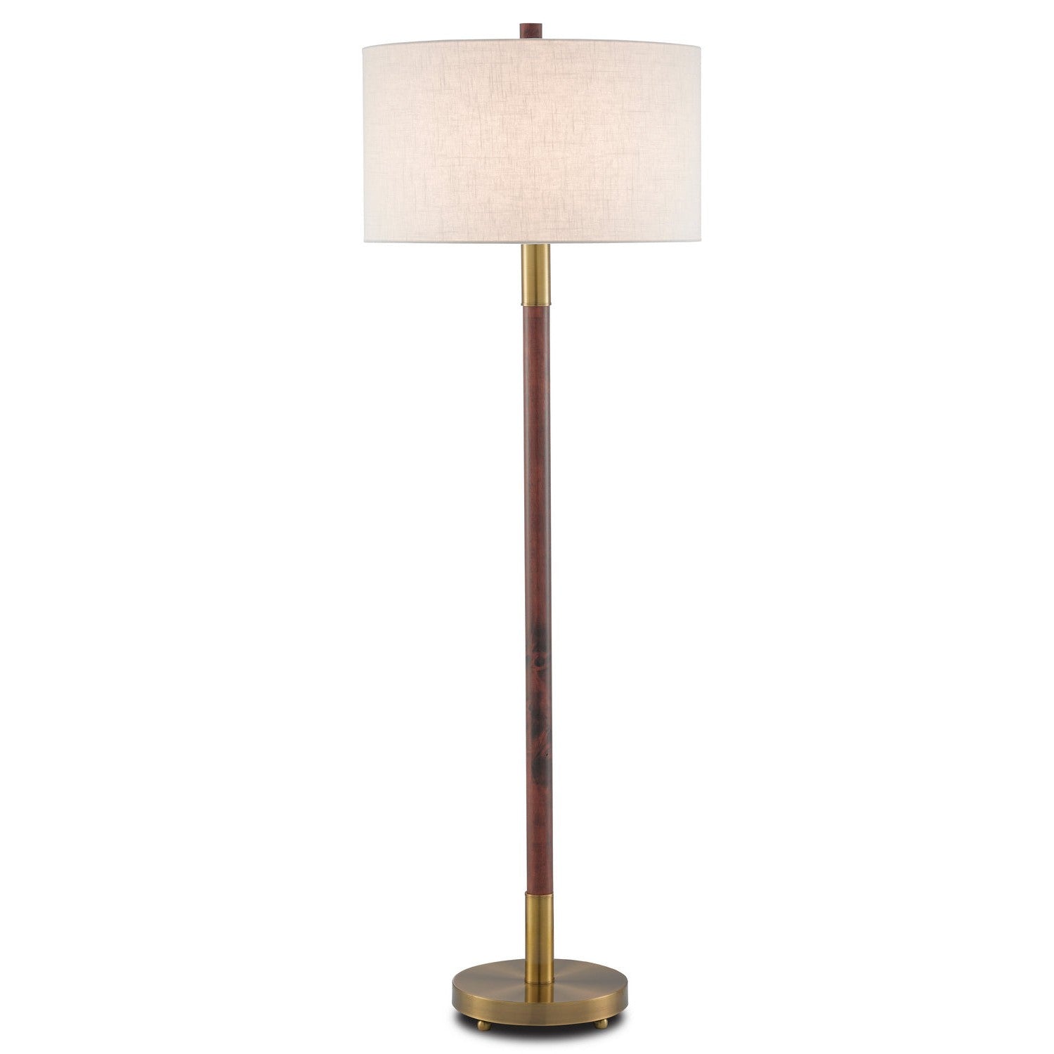 Currey and Company - 8000-0081 - One Light Floor Lamp - Bravo Collection - Mahogany/Antique Brass