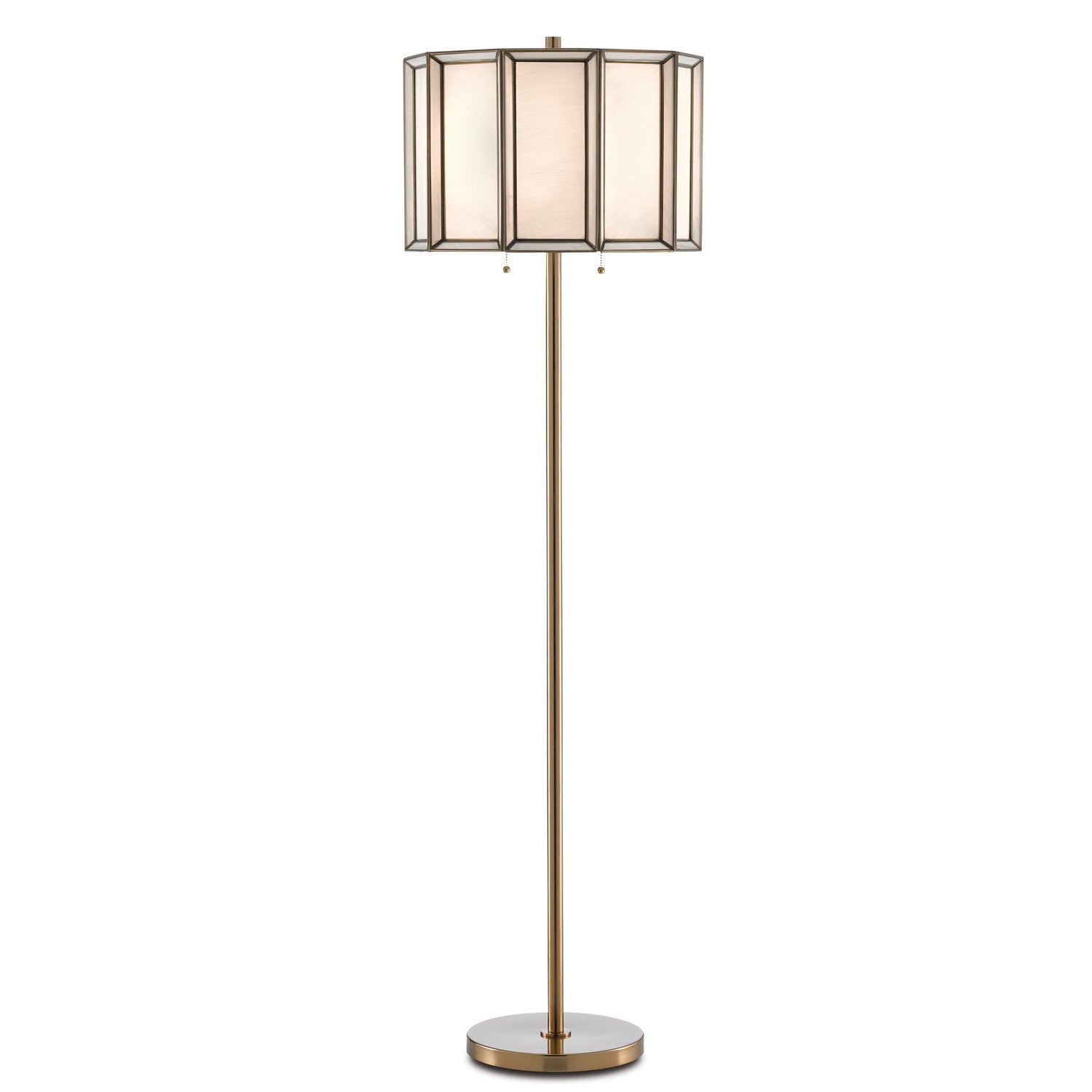Currey and Company - 8000-0090 - Two Light Floor Lamp - Daze Collection - Antique Brass/White