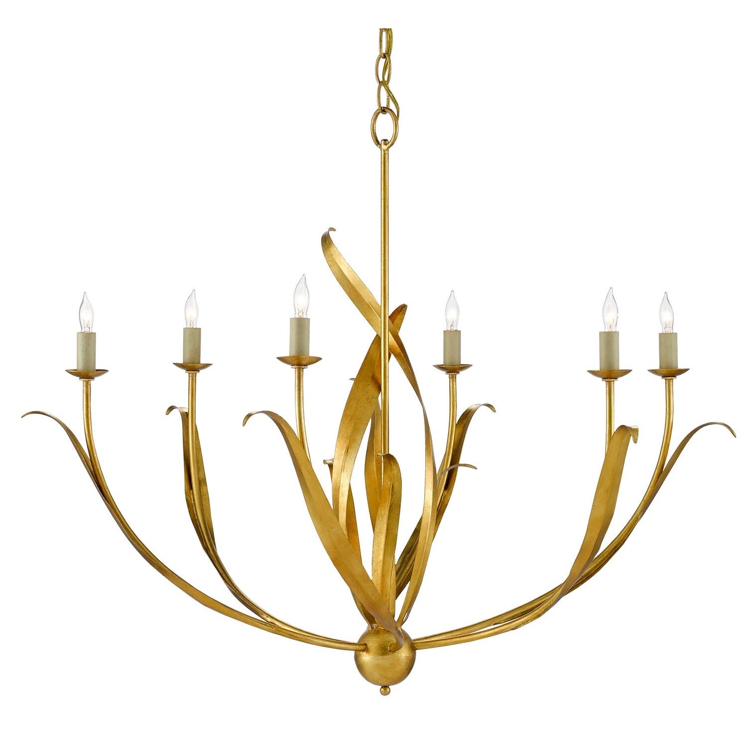 Currey and Company - 9000-0444 - Six Light Chandelier - Menefee Collection - Antique Gold Leaf