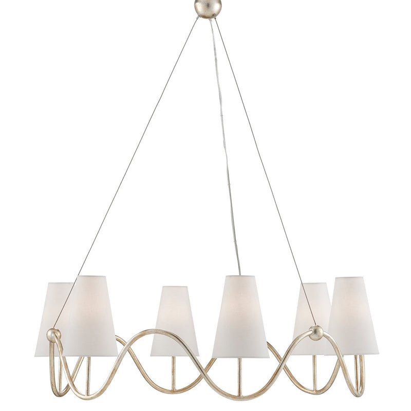 Currey and Company - 9000-0526 - Six Light Chandelier - Kadir Silver Chandelier - Silver Granello