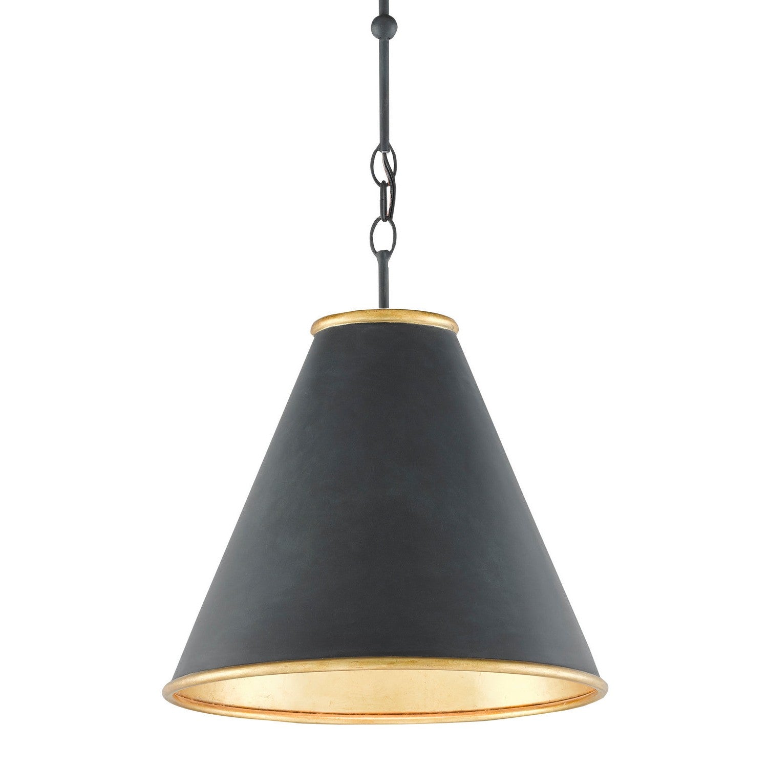 Currey and Company - 9000-0534 - One Light Pendant - Pierrepont Collection - Antique Black/Contemporary Gold Leaf/Painted Gold