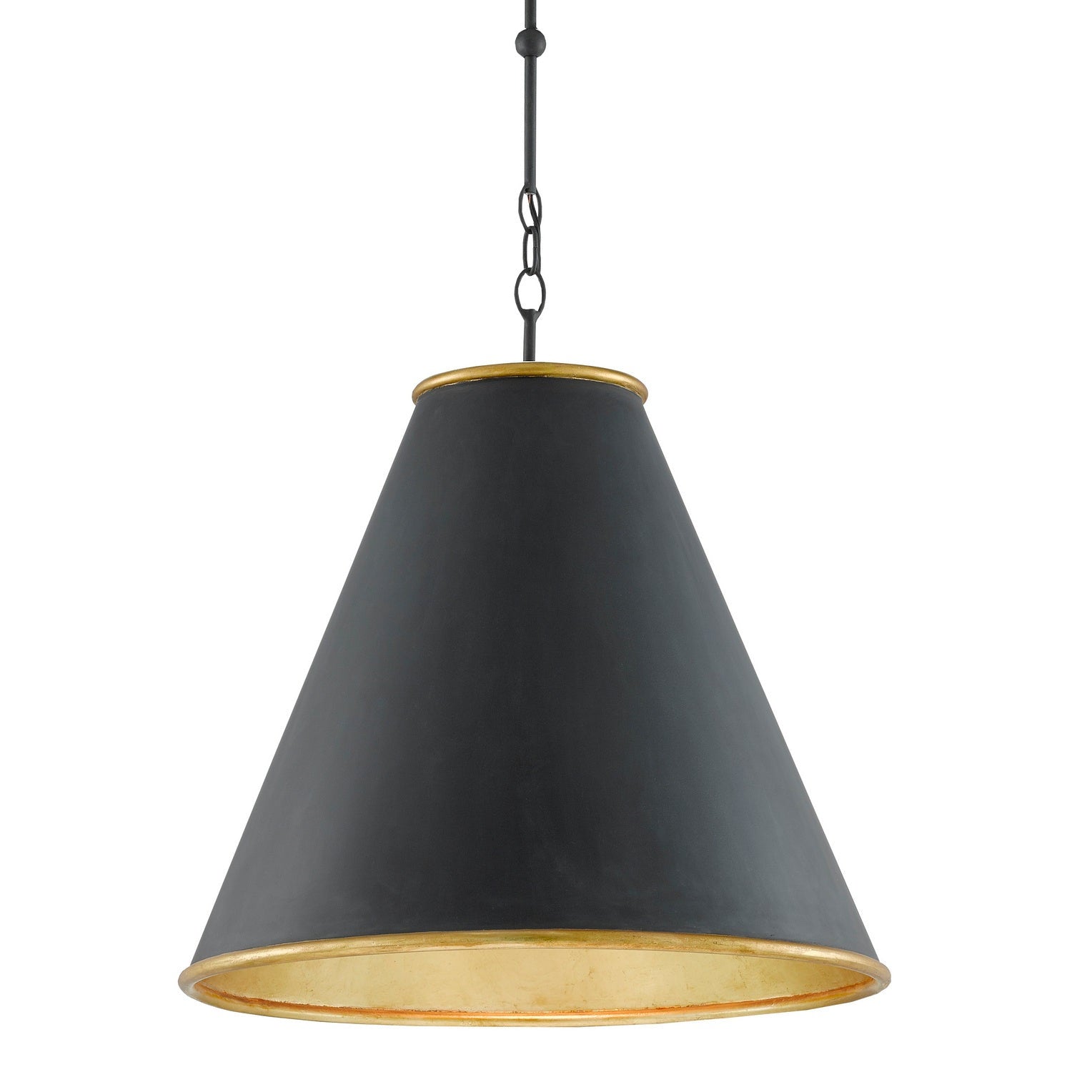 Currey and Company - 9000-0535 - One Light Pendant - Pierrepont Collection - Antique Black/Contemporary Gold Leaf/Painted Gold