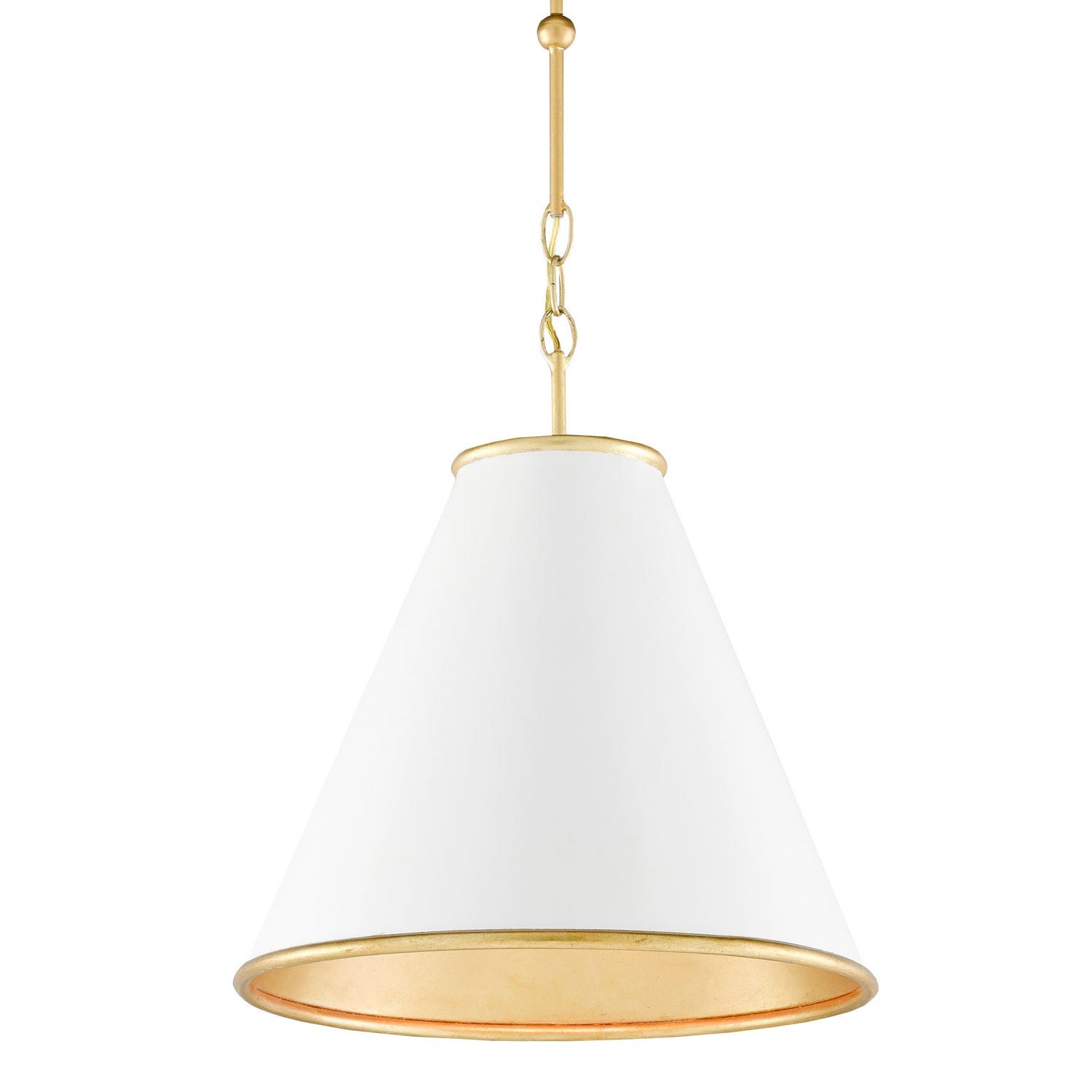Currey and Company - 9000-0536 - One Light Pendant - Pierrepont Collection - Painted Gesso White/Contemporary Gold Leaf/Painted Gold