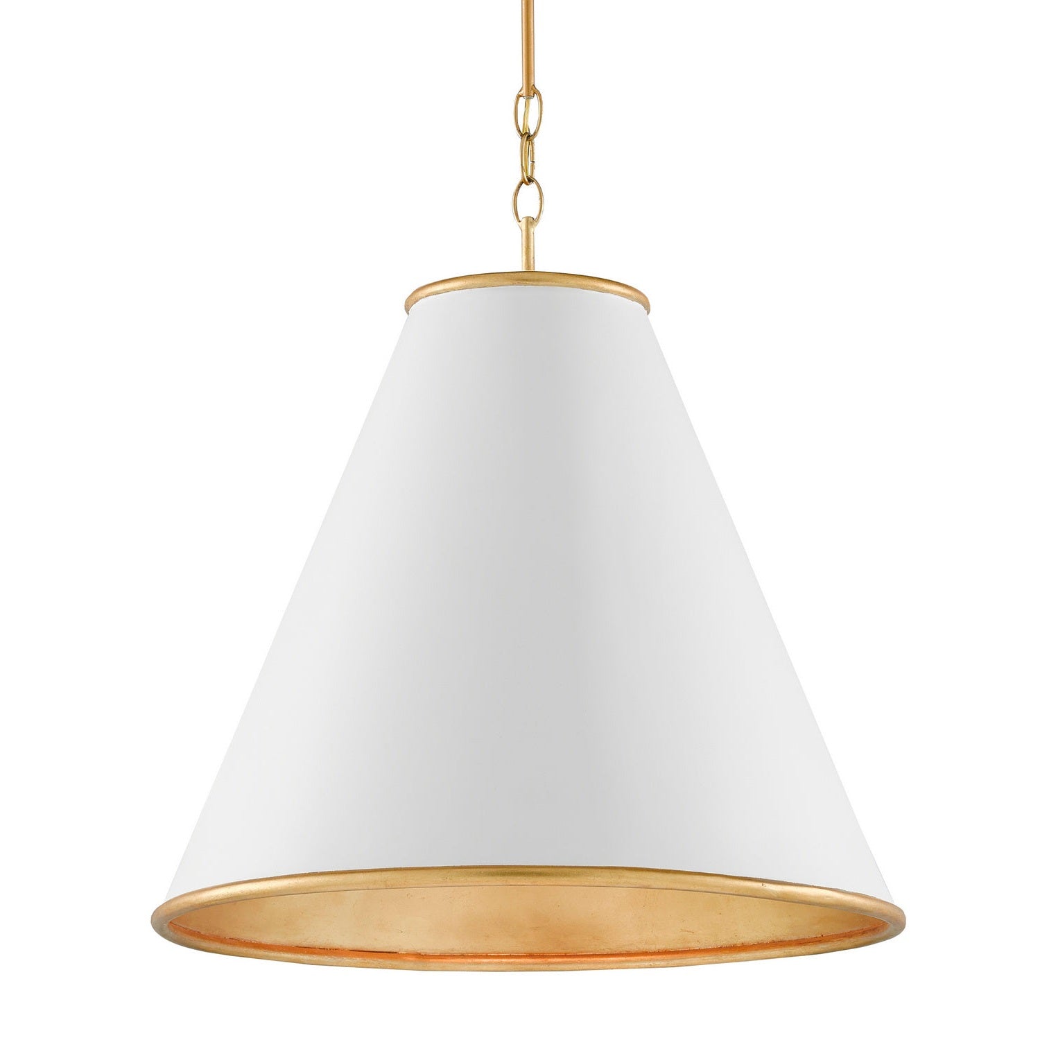 Currey and Company - 9000-0537 - One Light Pendant - Pierrepont Collection - Painted Gesso White/Contemporary Gold Leaf/Painted Gold
