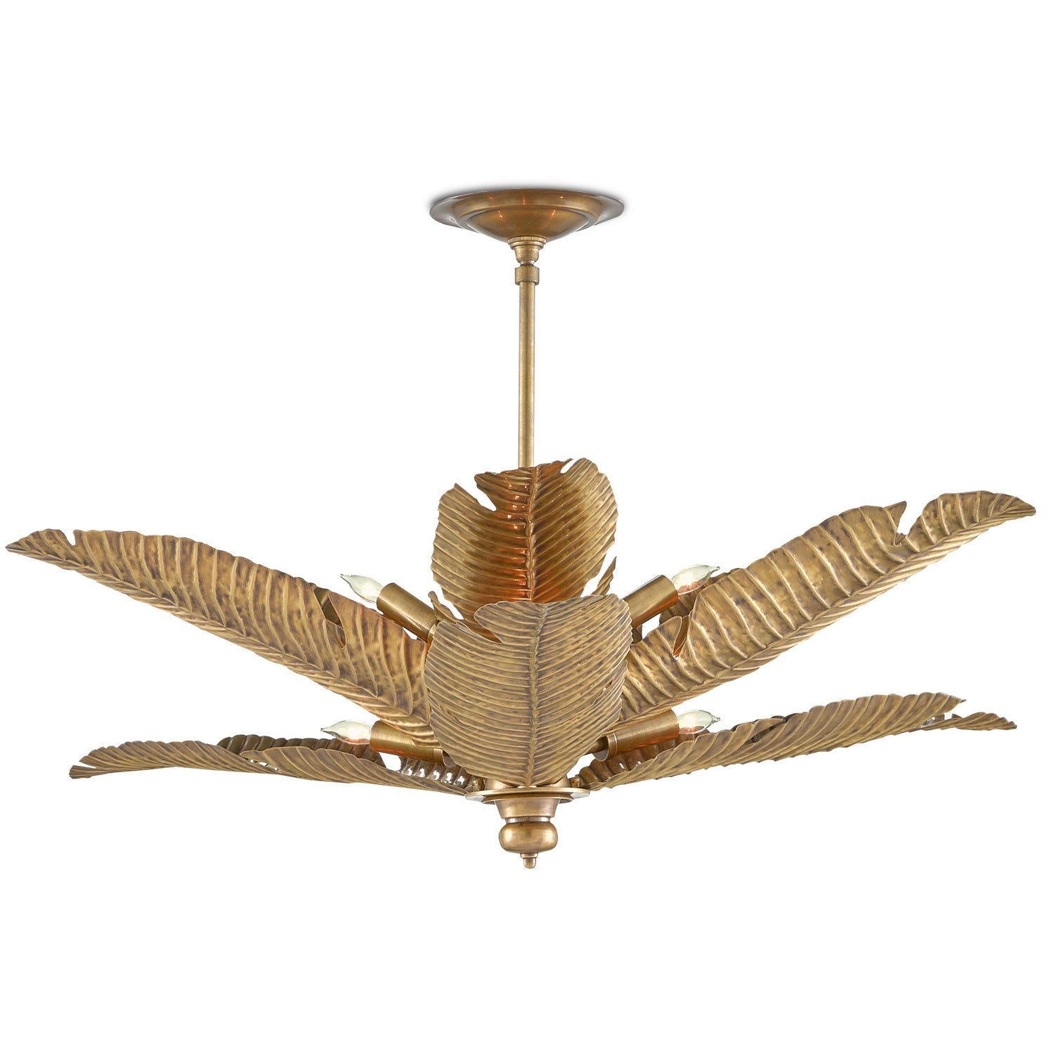 Currey and Company - 9000-0544 - Six Light Semi-Flush Mount - Tropical Collection - Vintage Brass
