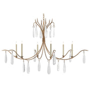 Currey and Company - 9000-0545 - Six Light Chandelier - Marshallia Collection - Rustic Gold/Faux Rock Crystal