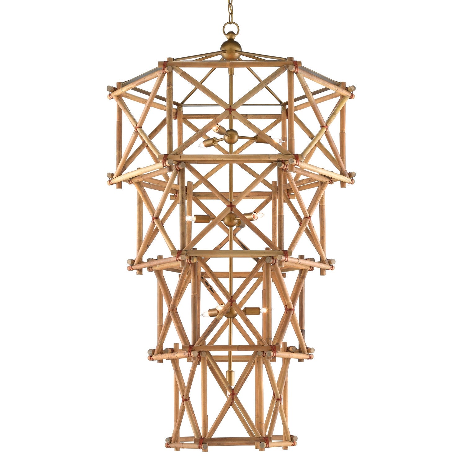 Currey and Company - 9000-0554 - Ten Light Chandelier - Kingali Collection - Natural/New Brass
