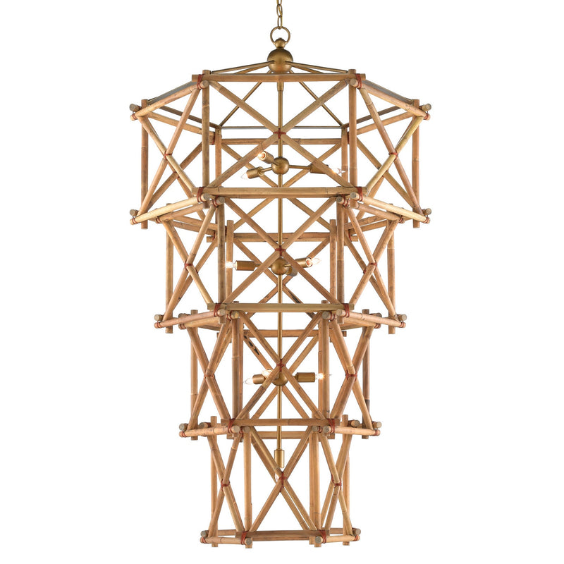 Currey and Company - 9000-0554 - Ten Light Chandelier - Kingali Collection - Natural/New Brass