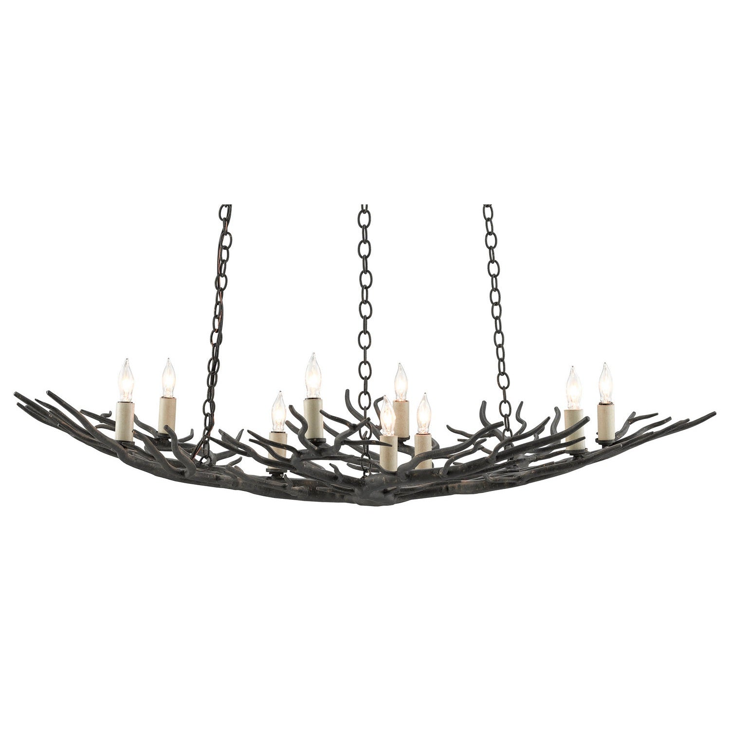 Currey and Company - 9000-0555 - Nine Light Chandelier - Rainforest Collection - Rustic Bronze