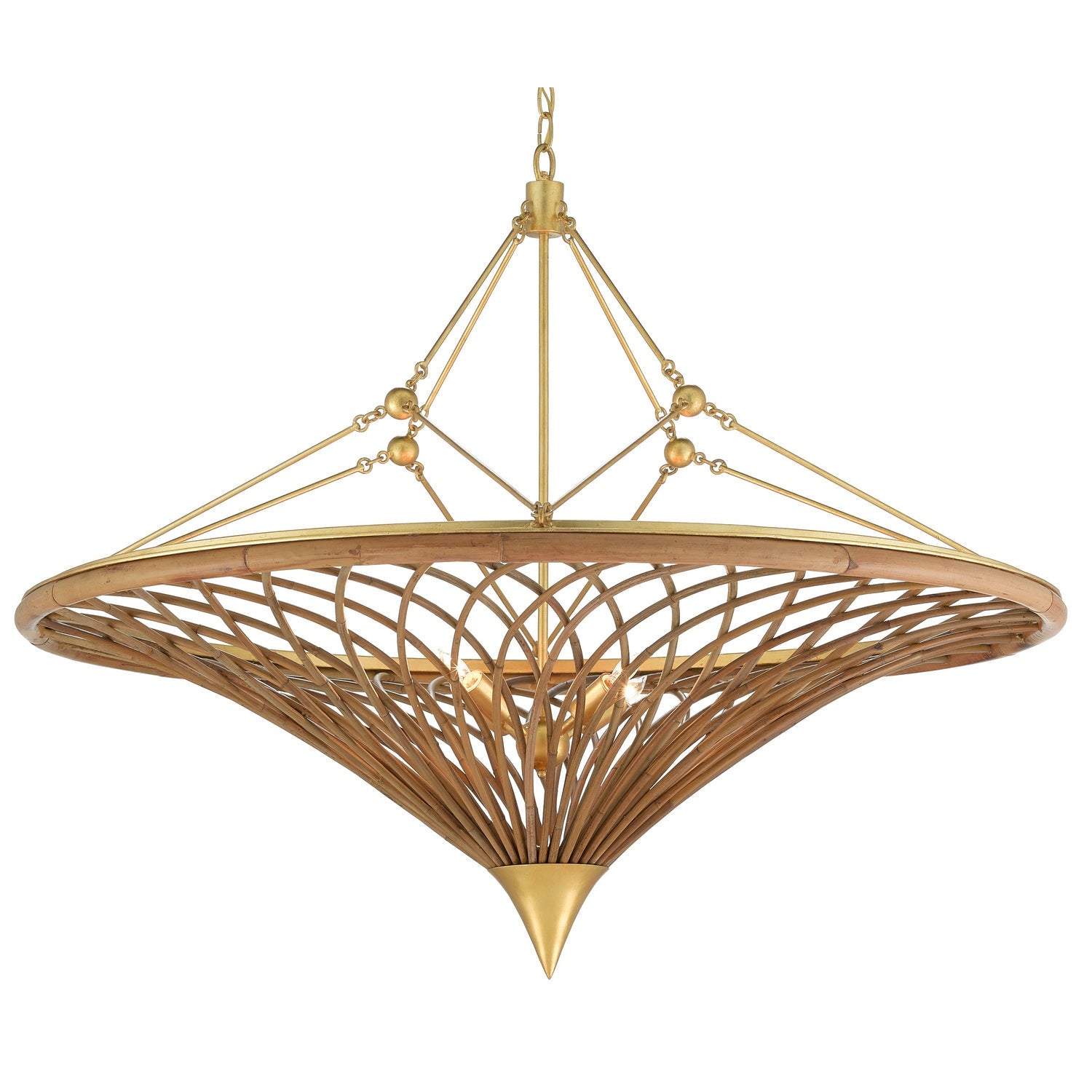 Currey and Company - 9000-0560 - Four Light Chandelier - Gaborone Chandelier - Natural/Contemporary Gold Leaf