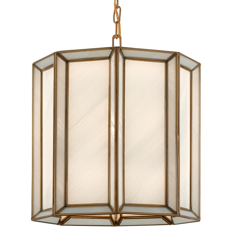 Currey and Company - 9000-0574 - One Light Pendant - Daze Collection - Antique Brass/White