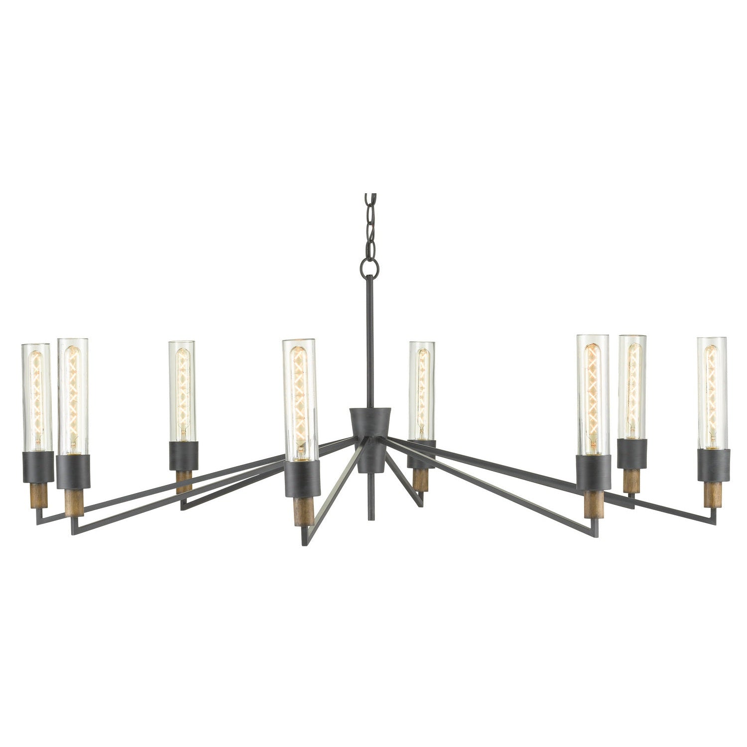 Currey and Company - 9000-0607 - Eight Light Chandelier - Delgado Black Chandelier - Antique Black/Reclaimed Wood
