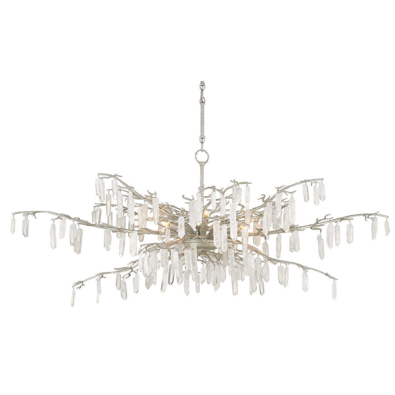 Currey and Company - 9000-0608 - Eight Light Chandelier - Forest Dawn Collection - Textured Silver/Natural