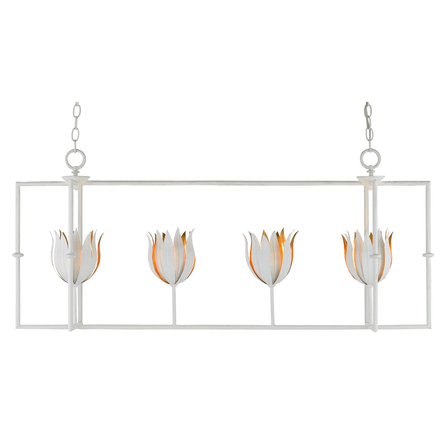 Currey and Company - 9000-0631 - Four Light Lantern - Tulipano Collection - Gesso White/Contemporary Gold Leaf