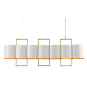 Currey and Company - 9000-0633 - Seven Light Chandelier - Chaunce Rectangular Chandelier - Painted Gesso White/Contemporary Gold Leaf