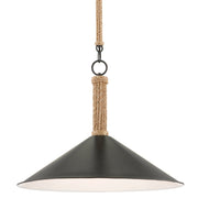 Currey and Company - 9000-0639 - One Light Pendant - Ocracoke Pendant - Sugar White/Blacksmith/Natural Rope