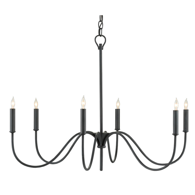 Currey and Company - 9000-0653 - Six Light Chandelier - Tirrell Collection - Antique Black
