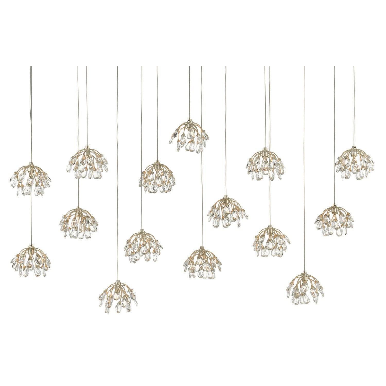 Currey and Company - 9000-0671 - 15 Light Pendant - Crystal Bud Collection - Crystal/ Contemporary Silver Leaf