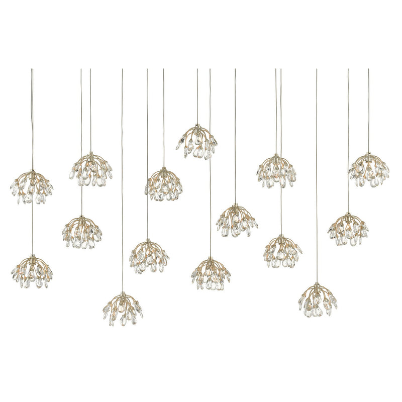 Currey and Company - 9000-0671 - 15 Light Pendant - Crystal Bud Collection - Crystal/ Contemporary Silver Leaf