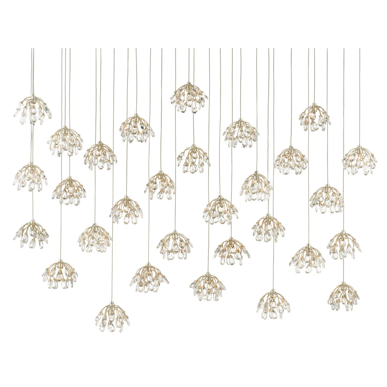 Currey and Company - 9000-0672 - 30 Light Pendant - Crystal Bud Collection - Crystal/ Contemporary Silver Leaf