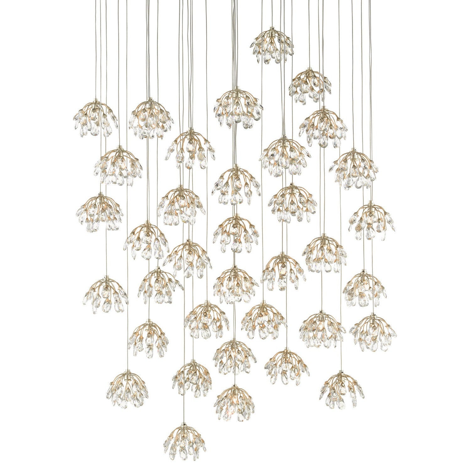 Currey and Company - 9000-0673 - 36 Light Pendant - Crystal Bud Collection - Crystal/ Contemporary Silver Leaf