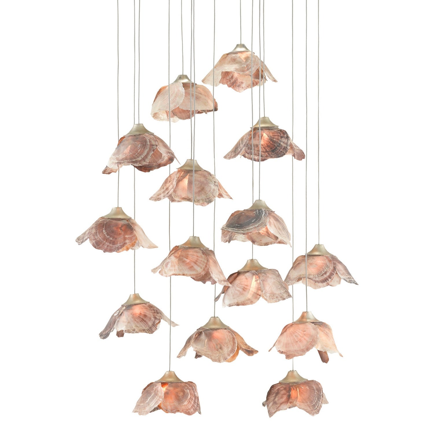 Currey and Company - 9000-0677 - 15 Light Pendant - Catrice Collection - Natural Shell/Contemporary Silver Leaf
