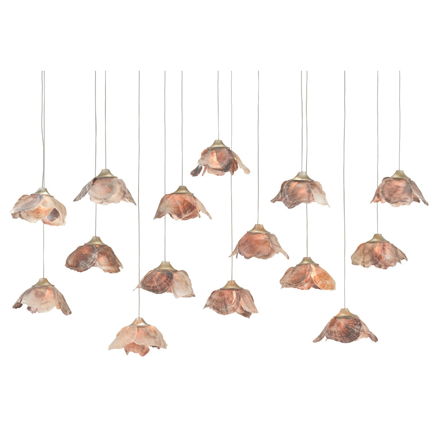 Currey and Company - 9000-0678 - 15 Light Pendant - Catrice Collection - Natural Shell/Contemporary Silver Leaf