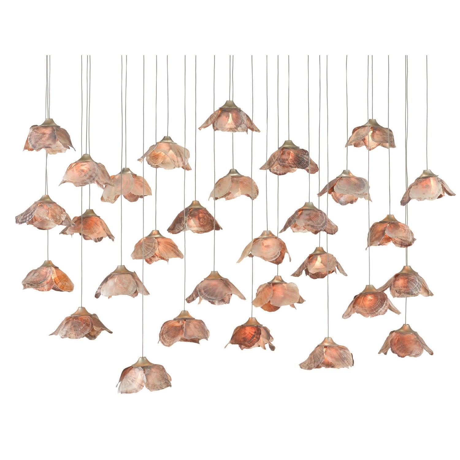 Currey and Company - 9000-0679 - 30 Light Pendant - Catrice Collection - Natural Shell/Contemporary Silver Leaf