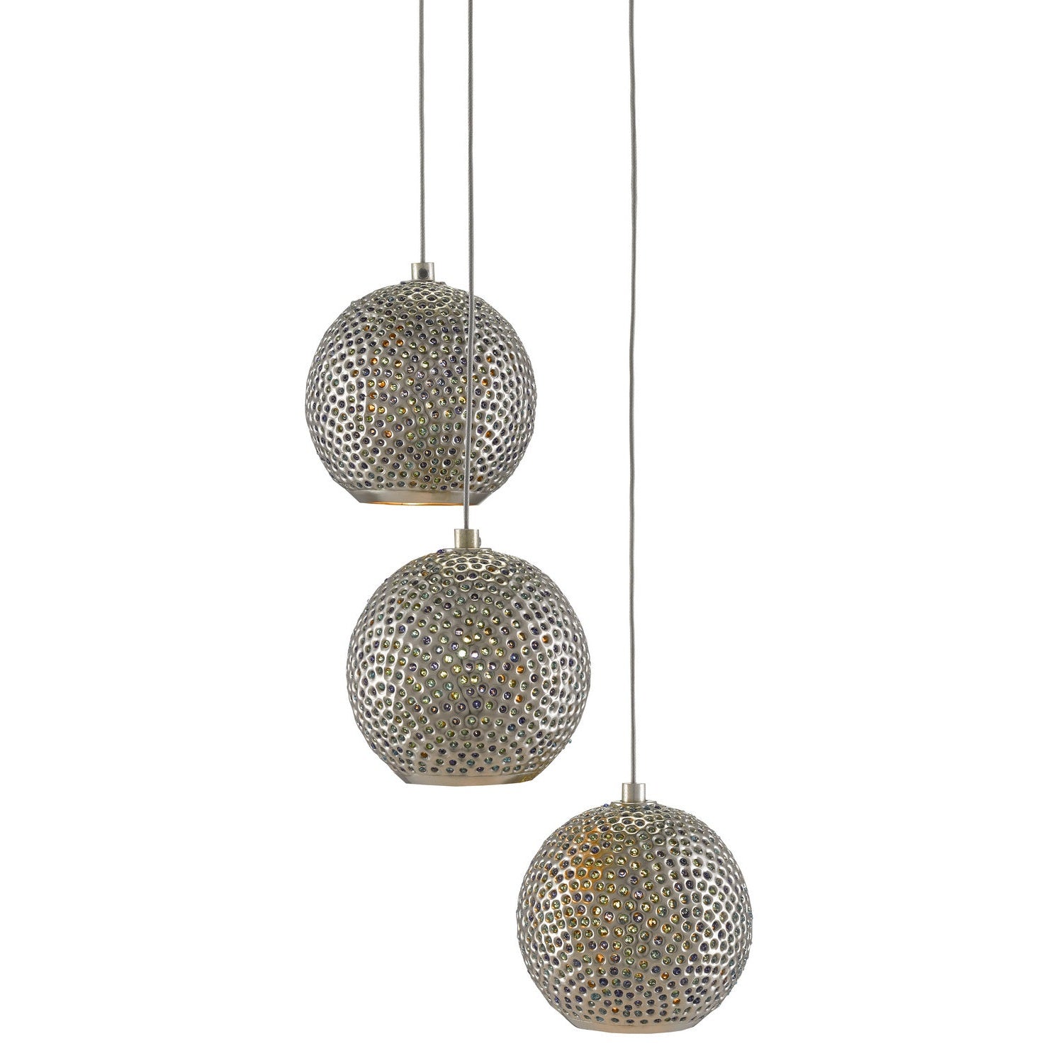 Currey and Company - 9000-0682 - Three Light Pendant - Giro Collection - Blue/Nickel