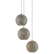 Currey and Company - 9000-0682 - Three Light Pendant - Giro Collection - Blue/Nickel