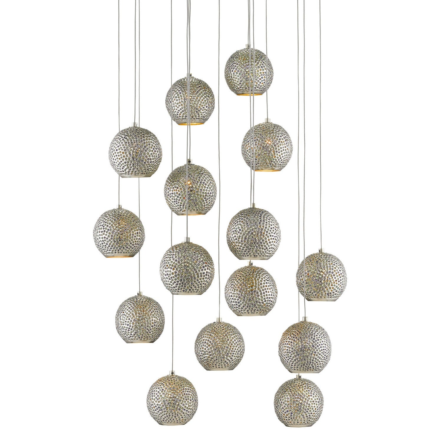 Currey and Company - 9000-0684 - 15 Light Pendant - Giro Collection - Blue/Nickel
