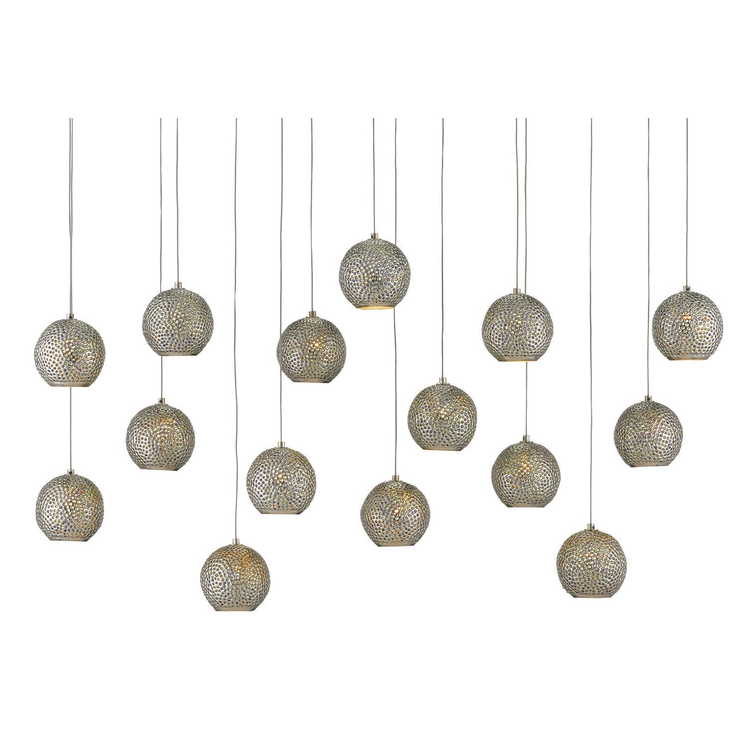 Currey and Company - 9000-0685 - 15 Light Pendant - Giro Collection - Blue/Nickel