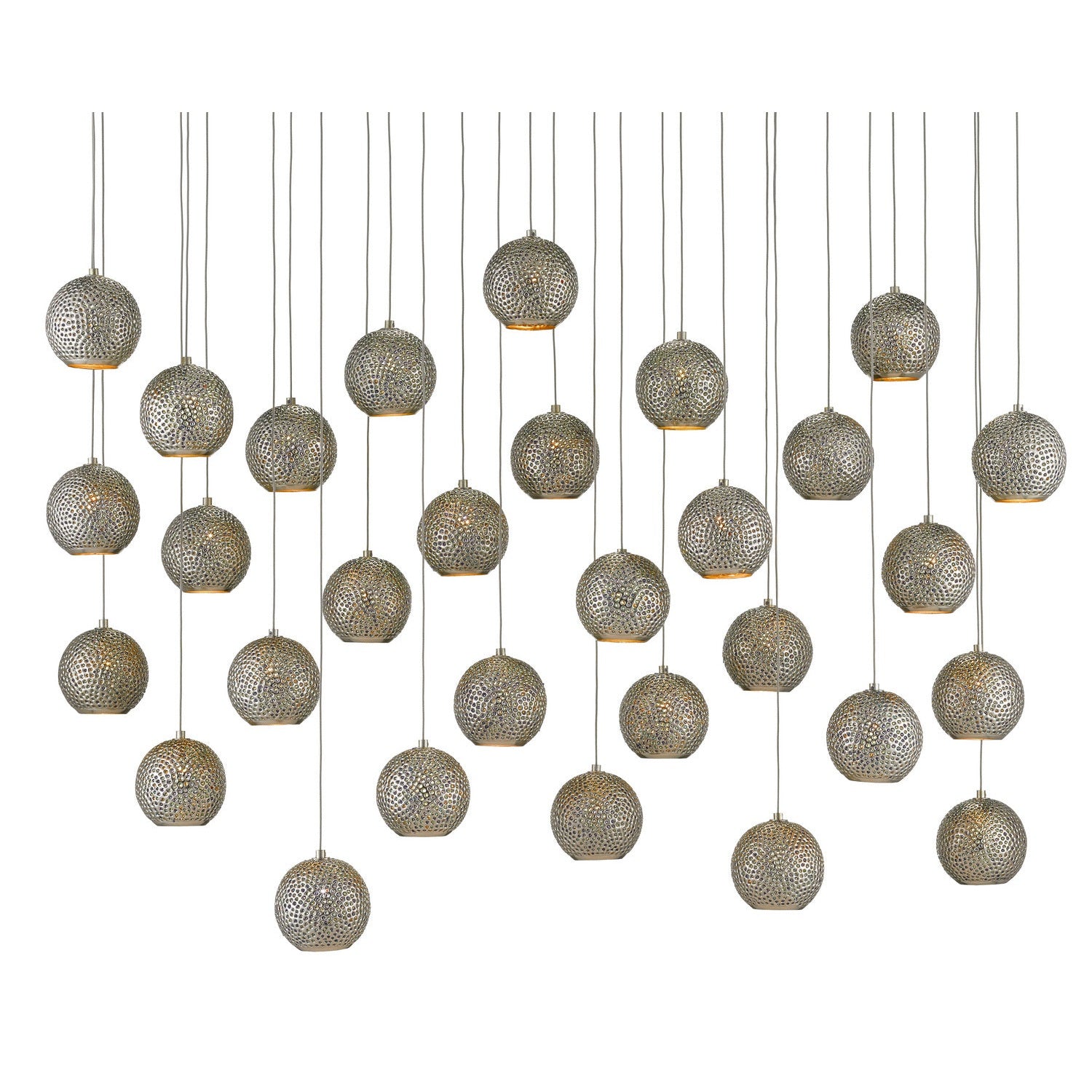 Currey and Company - 9000-0686 - 30 Light Pendant - Giro Collection - Blue/Nickel