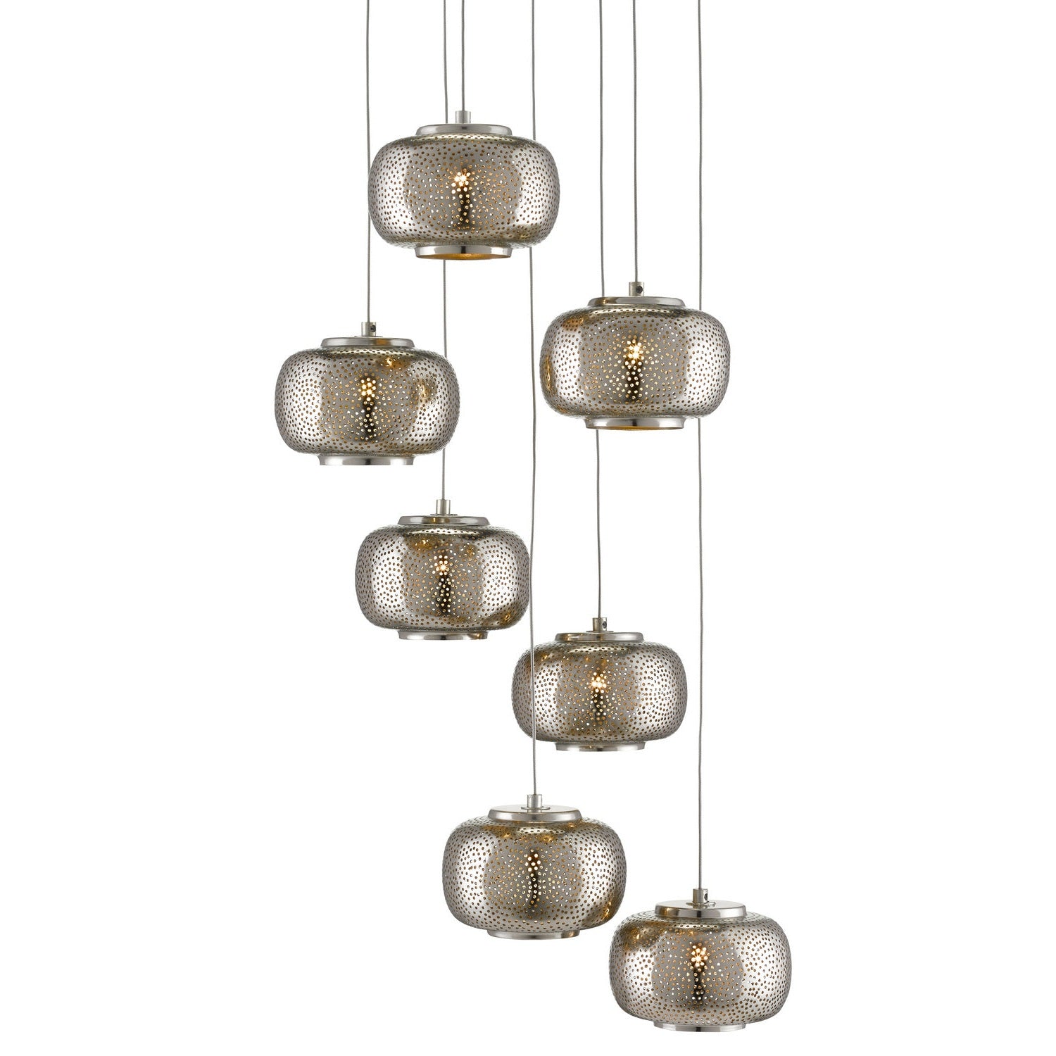 Currey and Company - 9000-0690 - Seven Light Pendant - Pepper Collection - Nickel
