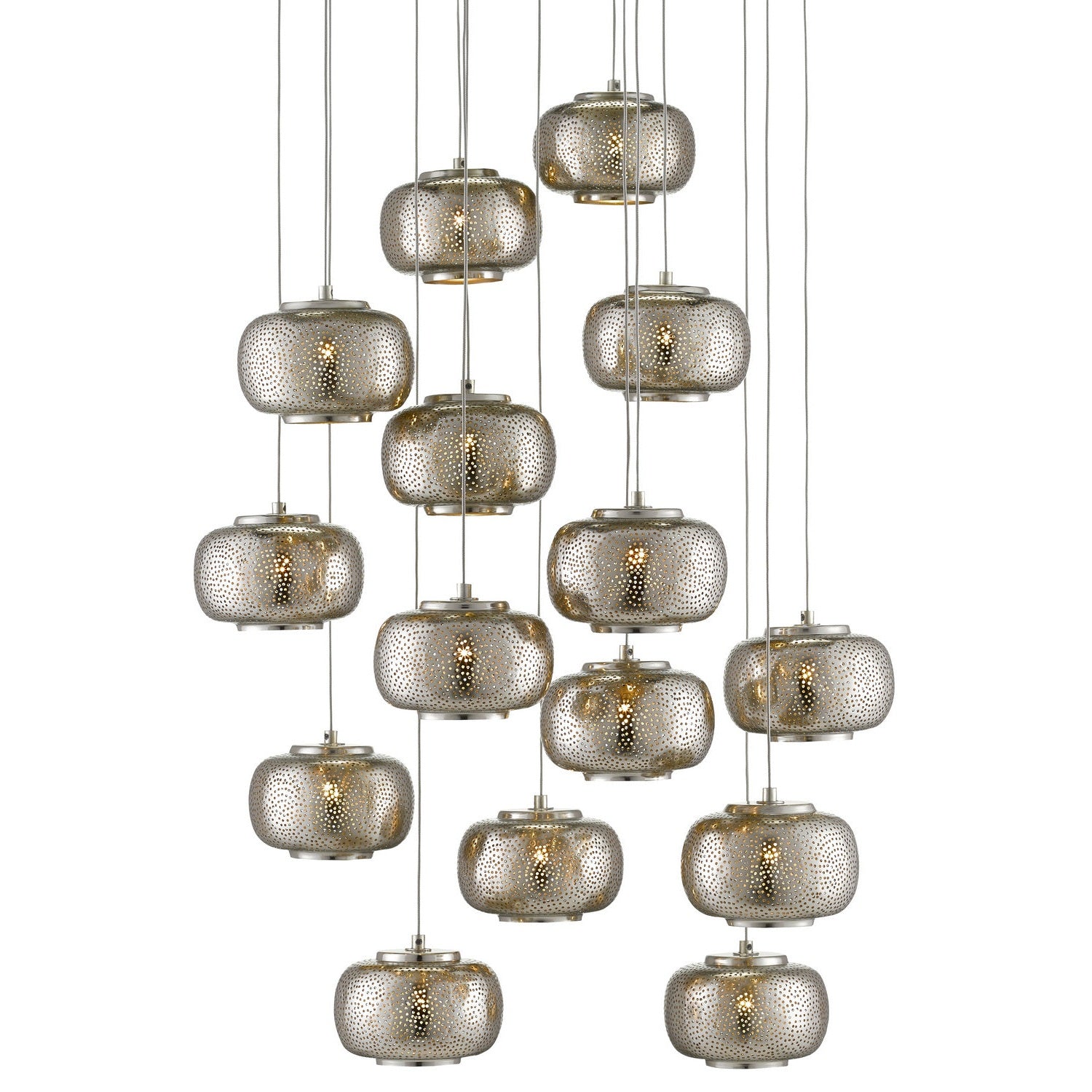Currey and Company - 9000-0691 - 15 Light Pendant - Pepper Collection - Nickel