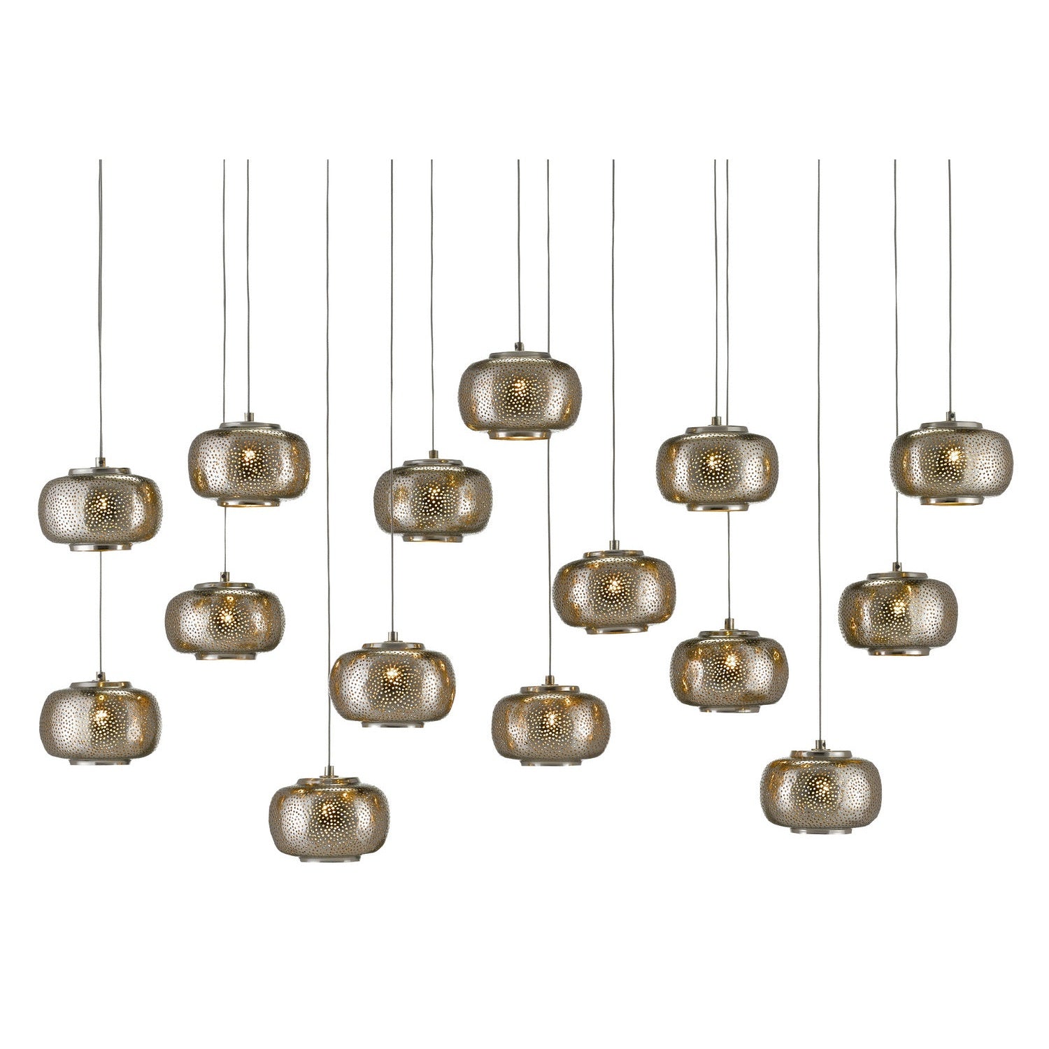 Currey and Company - 9000-0692 - 15 Light Pendant - Pepper Collection - Nickel