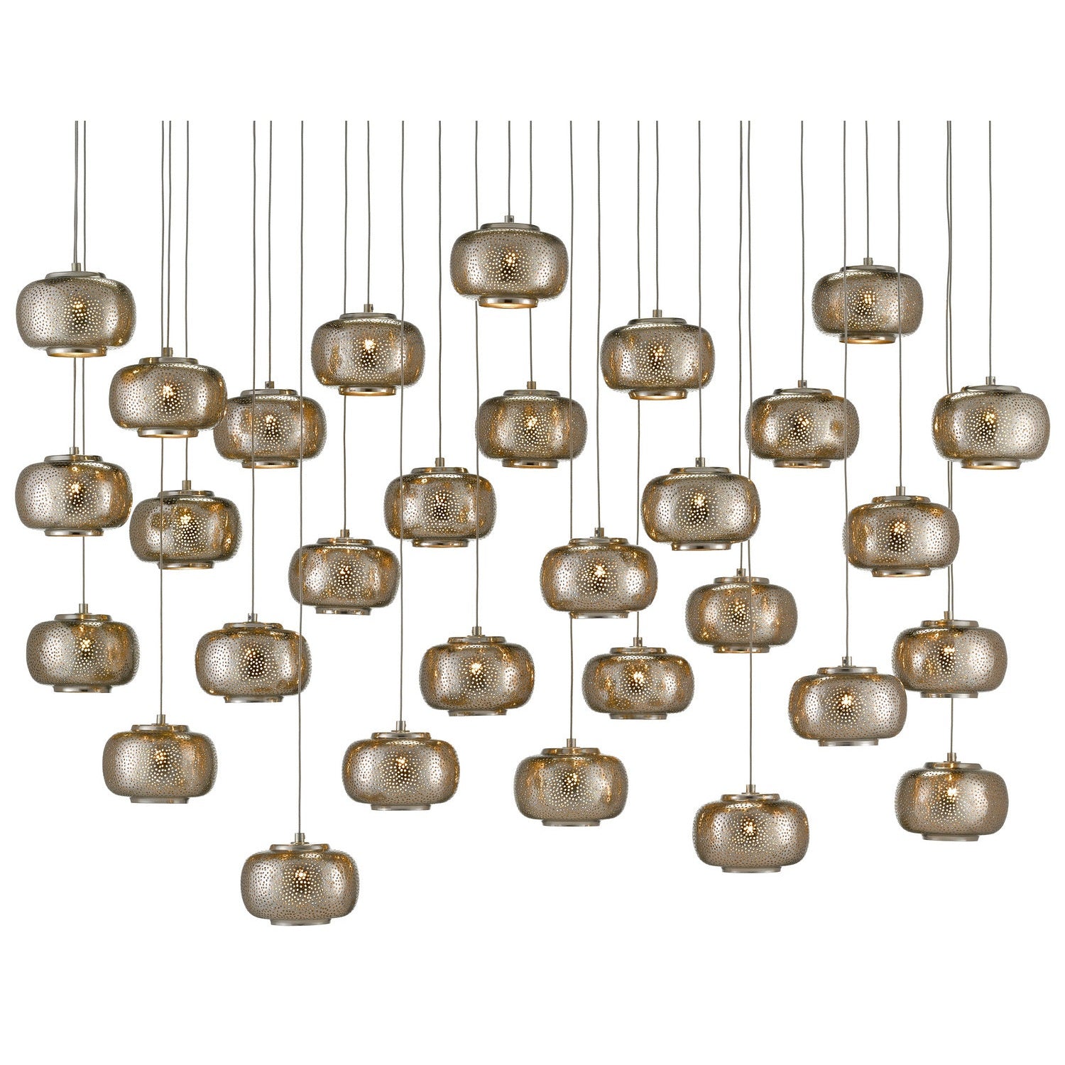 Currey and Company - 9000-0693 - 30 Light Pendant - Pepper Collection - Nickel