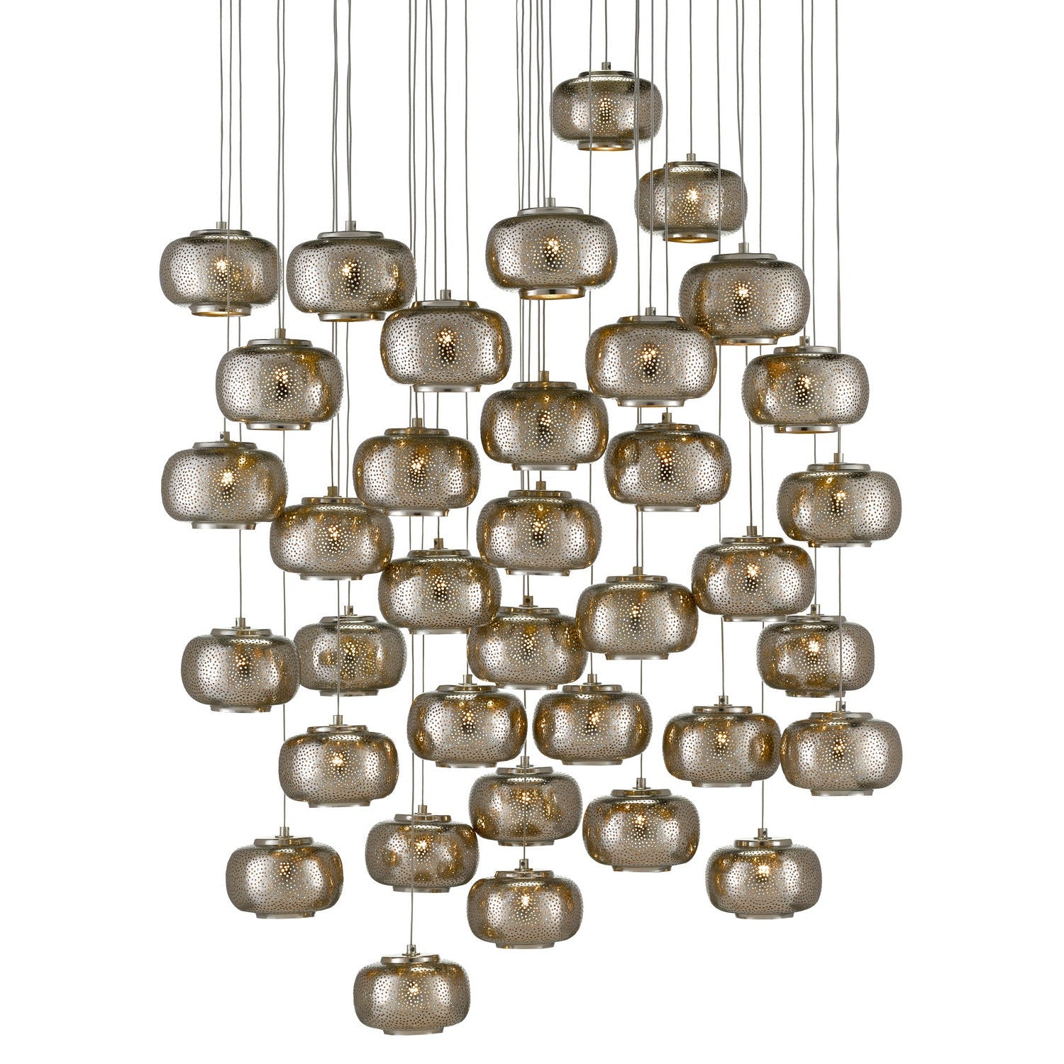 Currey and Company - 9000-0694 - 36 Light Pendant - Pepper Collection - Nickel