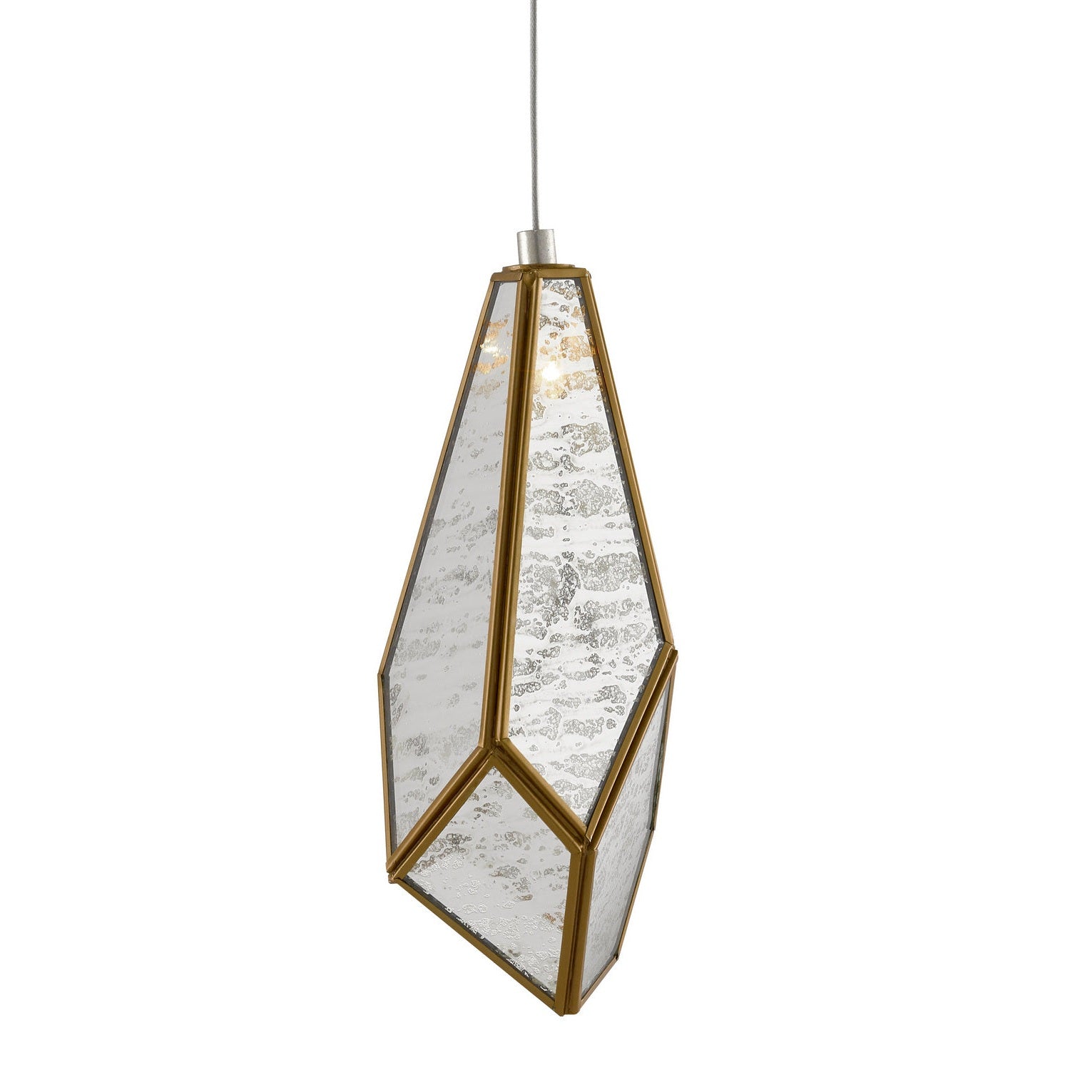 Currey and Company - 9000-0702 - One Light Pendant - Glace Collection - Raj Mirror/Antique Brass