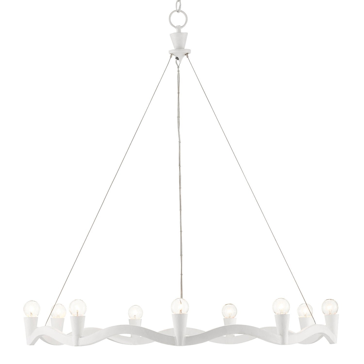 Currey and Company - 9000-0730 - Nine Light Chandelier - Serpentina Collection - Gesso White