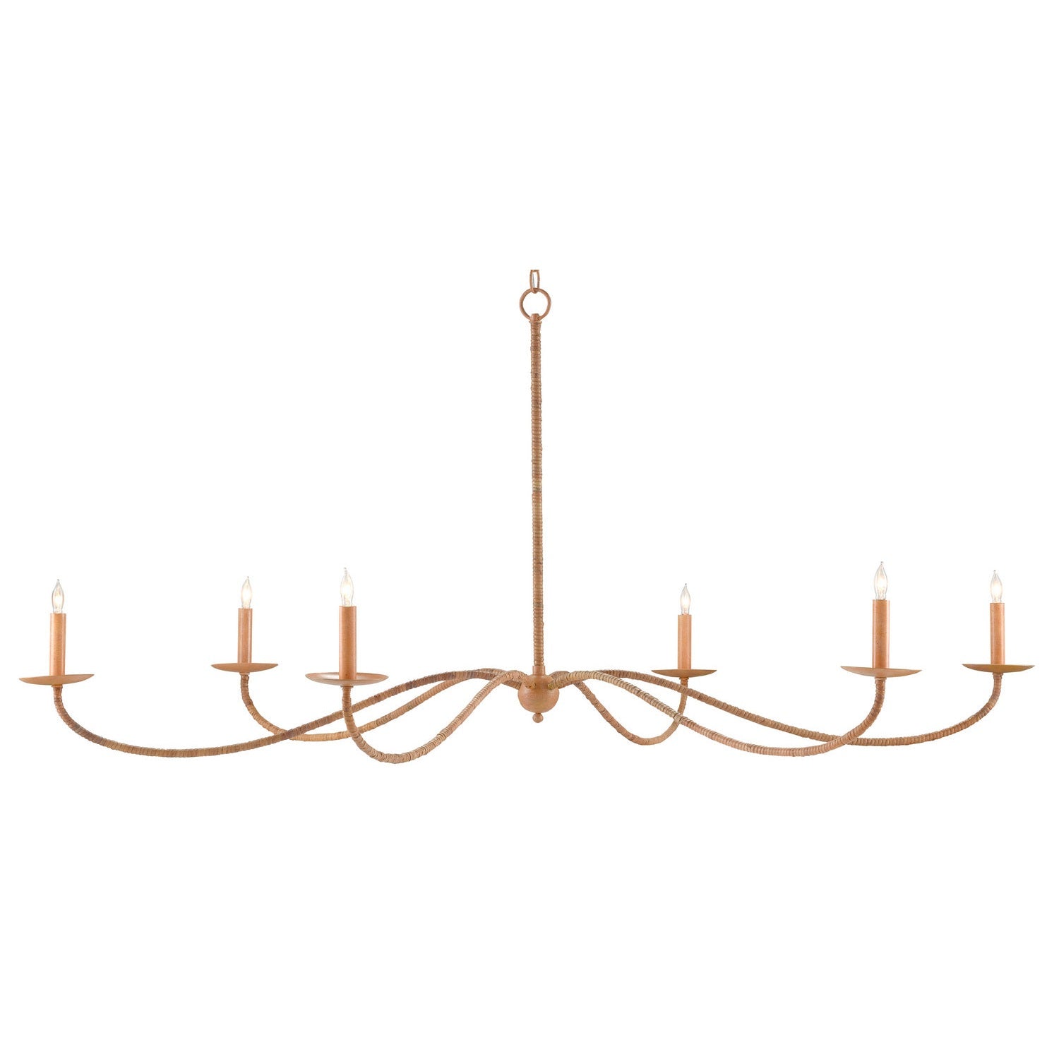 Currey and Company - 9000-0757 - Six Light Chandelier - Saxon Collection - Saddle Tan/Natural