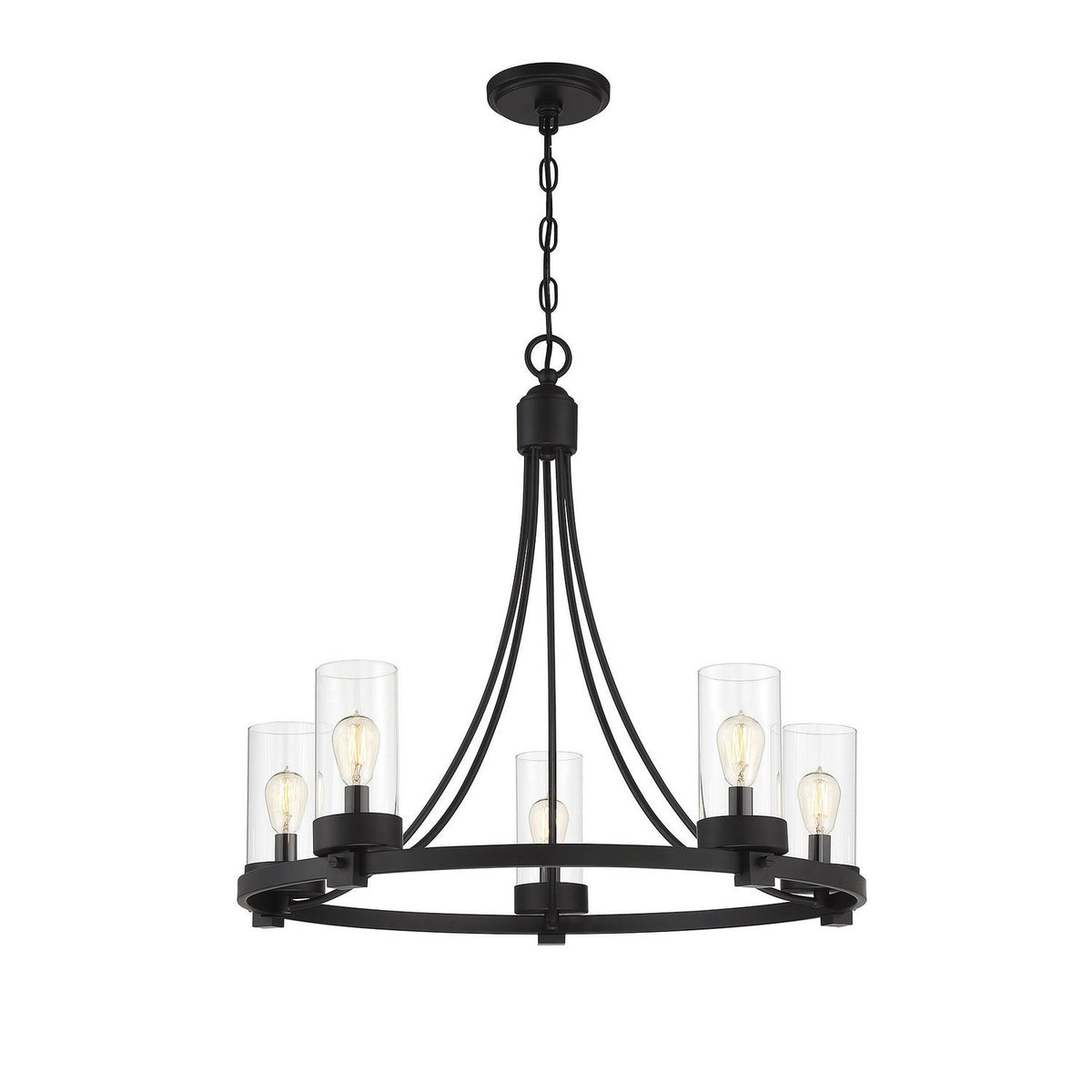 Meridian - M10018MBK - Five Light Chandelier - Mchan - Matte Black