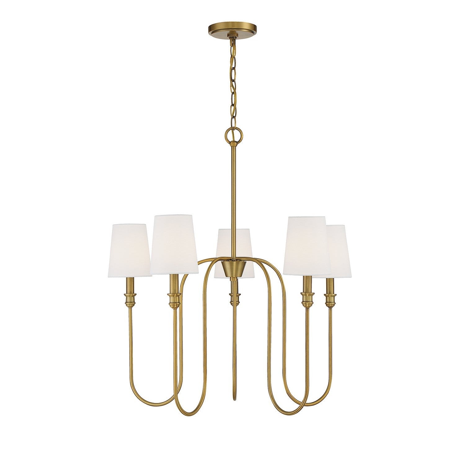 Meridian - M10077NB - Five Light Chandelier - Natural Brass