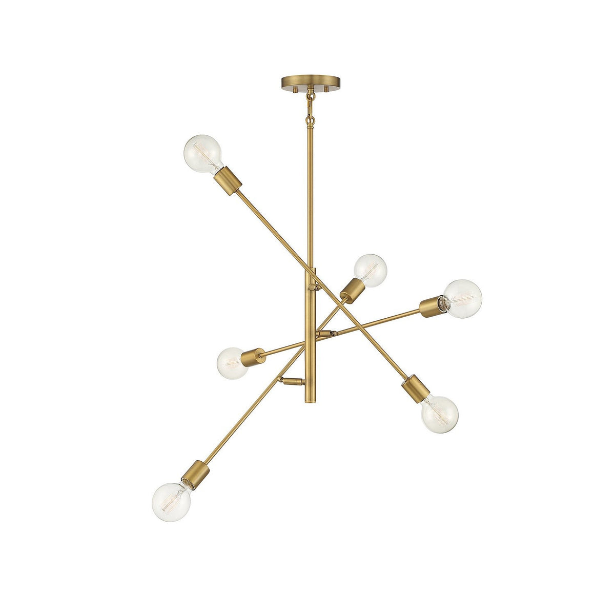 Meridian - M10084NB - Six Light Chandelier - Natural Brass