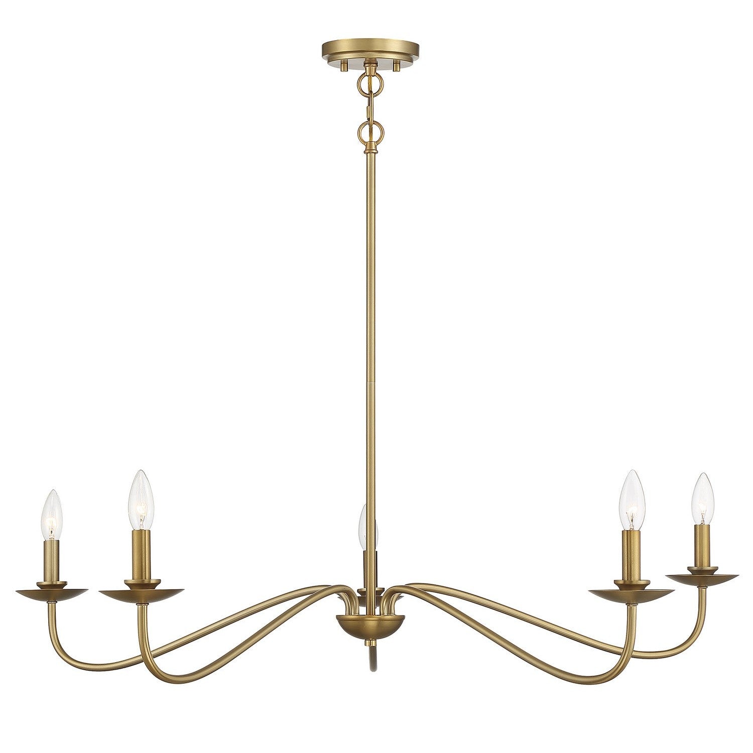 Meridian - M10085NB - Five Light Chandelier - Natural Brass