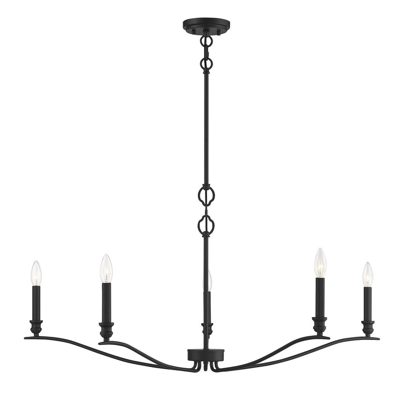 Meridian - M10086MBK - Five Light Chandelier - Matte Black