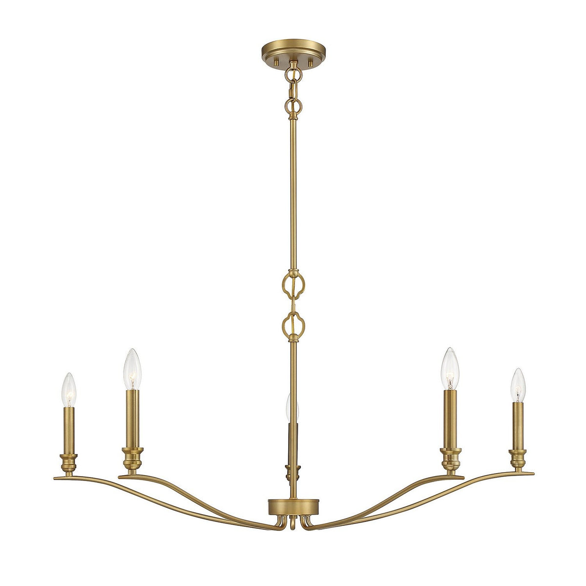 Meridian - M10086NB - Five Light Chandelier - Natural Brass