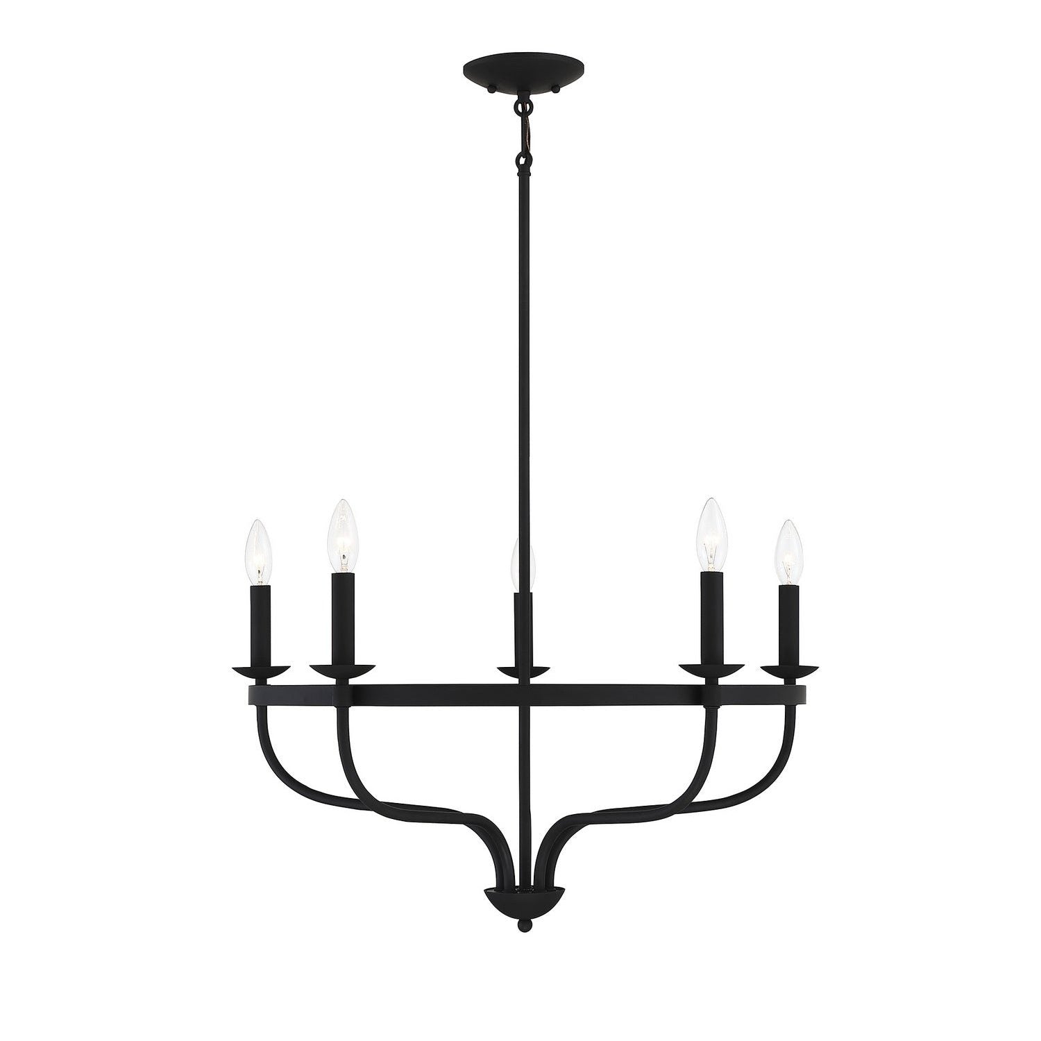 Meridian - M10087MBK - Five Light Chandelier - Matte Black